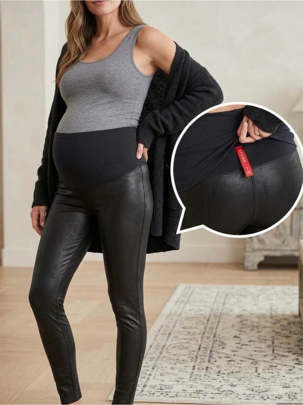 SPANX Maternity Faux Leather Skinny Pants - Black